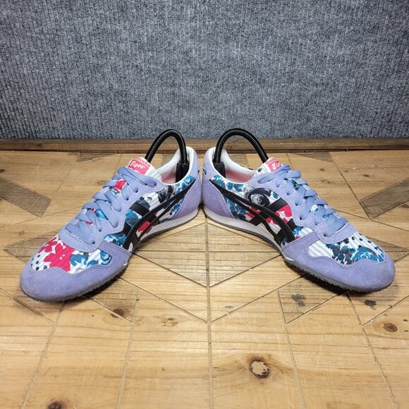 Onitsuka Tiger Serrano Womens Shoes Size 8.5 Blue Floral Retro Athletic Sneakers - Picture 5 of 12